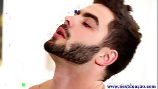 Handsome hairy delighted enjoys said session